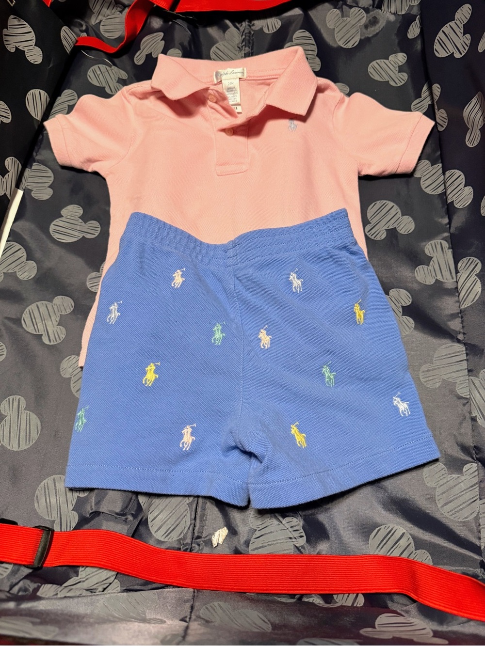 Ralph Lauren Pink Polo with Blue Embroidered Pony Shorts